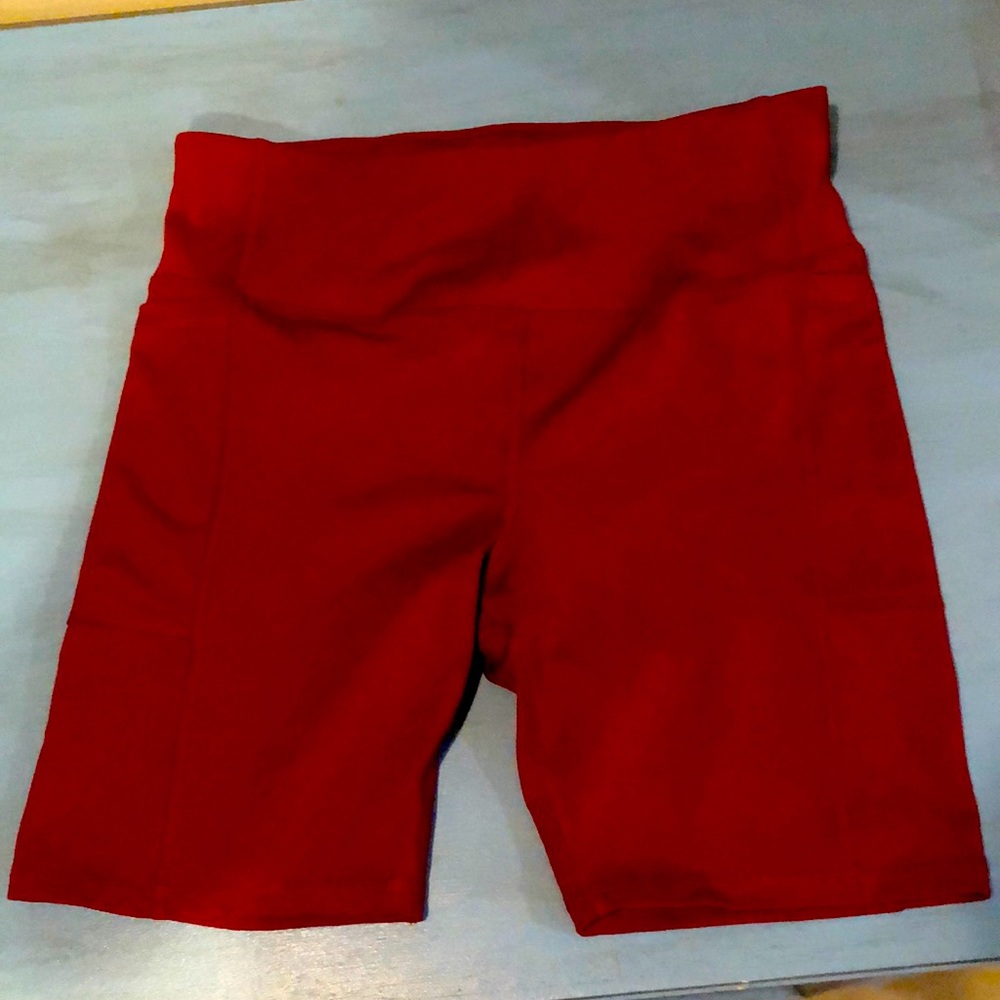 Red biker shorts